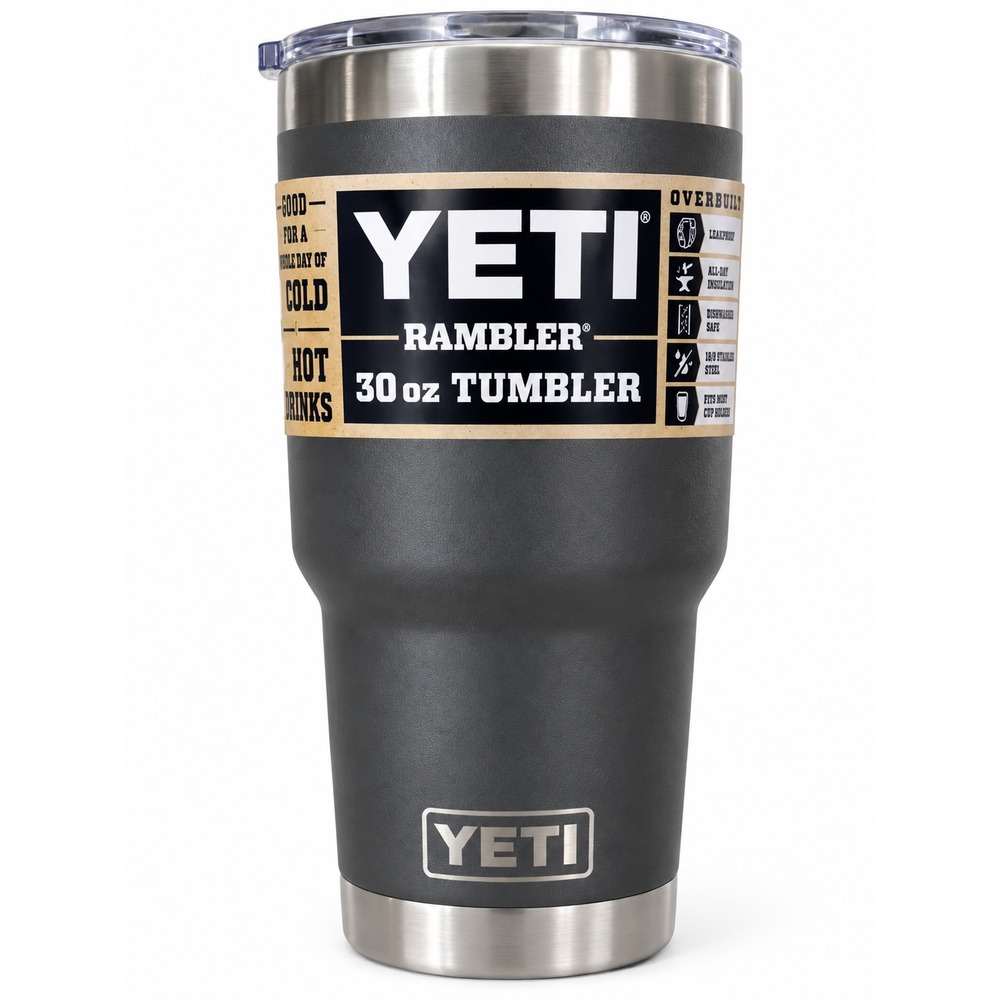 YETI Rambler 30 oz Tumbler w/ MagSlider Lid Charcoal Stainless Steel, NEW